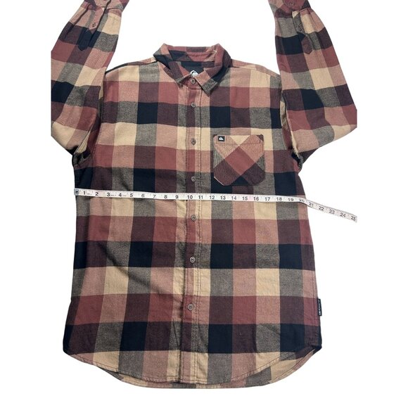 Quiksilver Plaid Flannel Button-Up Shirt Men's Small Long Sleeve NEW - Picture 5 of 8